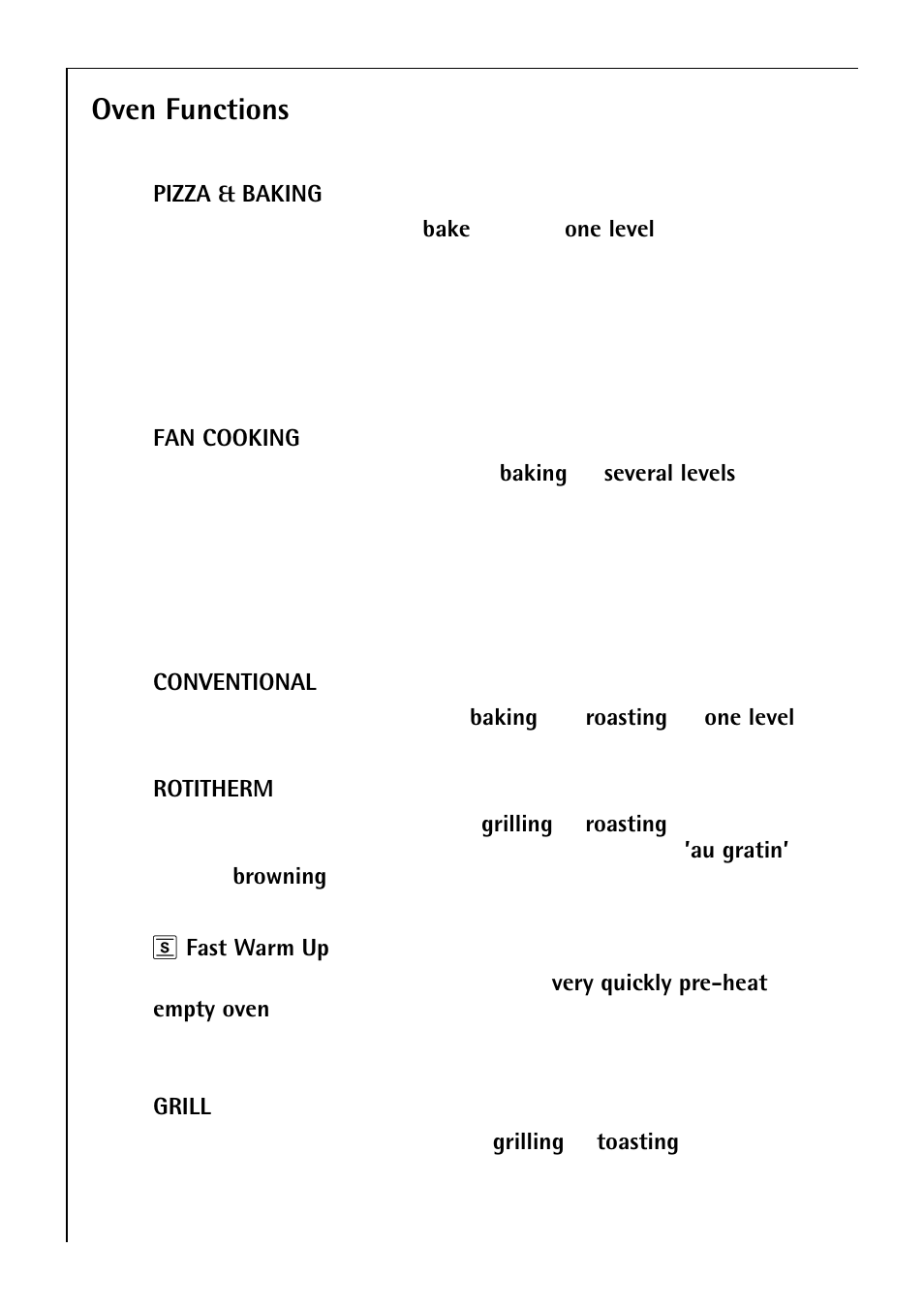 Oven functions | Electrolux B 81405 User Manual | Page 14 / 72