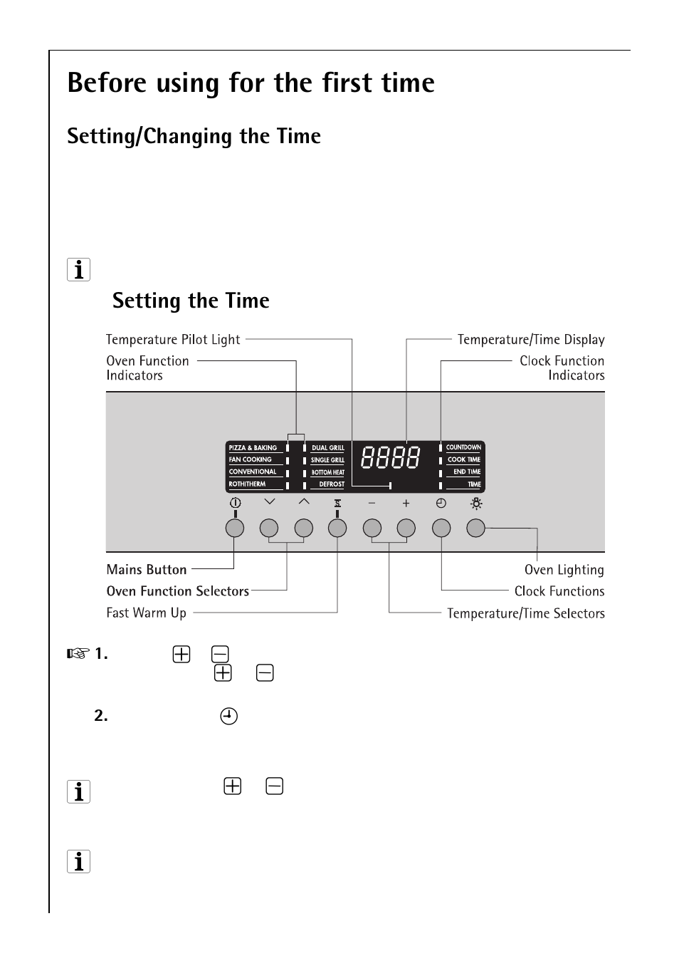 Before using for the first time, Setting/changing the time, Setting the time | Electrolux B 81405 User Manual | Page 16 / 72