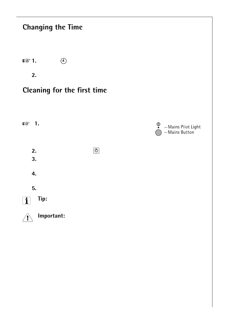 Changing the time, Cleaning for the first time | Electrolux B 81405 User Manual | Page 17 / 72