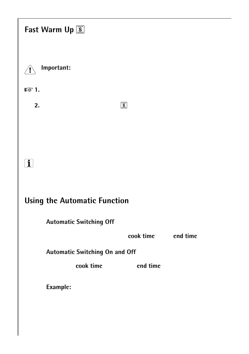 Fast warm up r, Using the automatic function | Electrolux B 81405 User Manual | Page 22 / 72