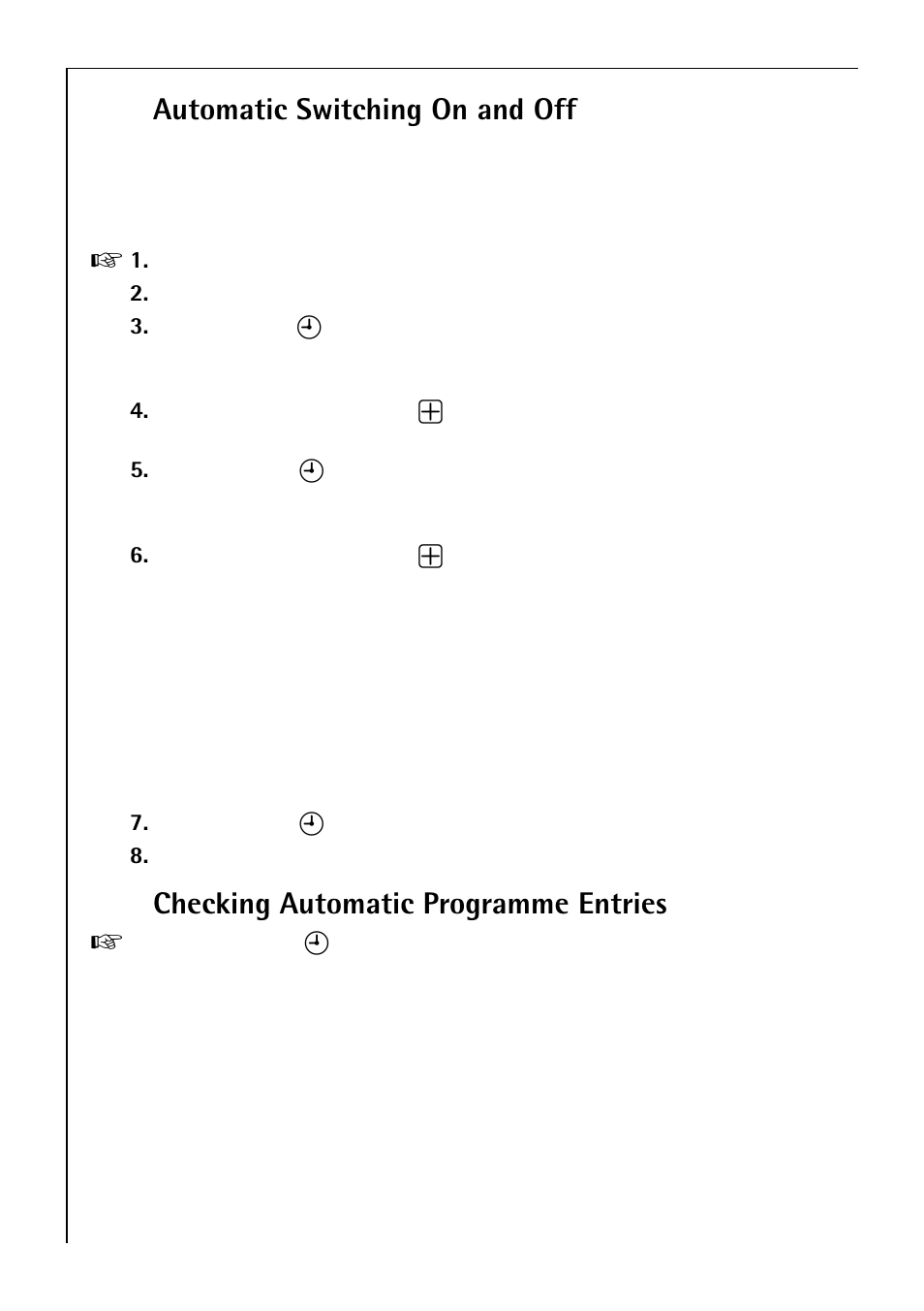 Automatic switching on and off, Checking automatic programme entries | Electrolux B 81405 User Manual | Page 24 / 72