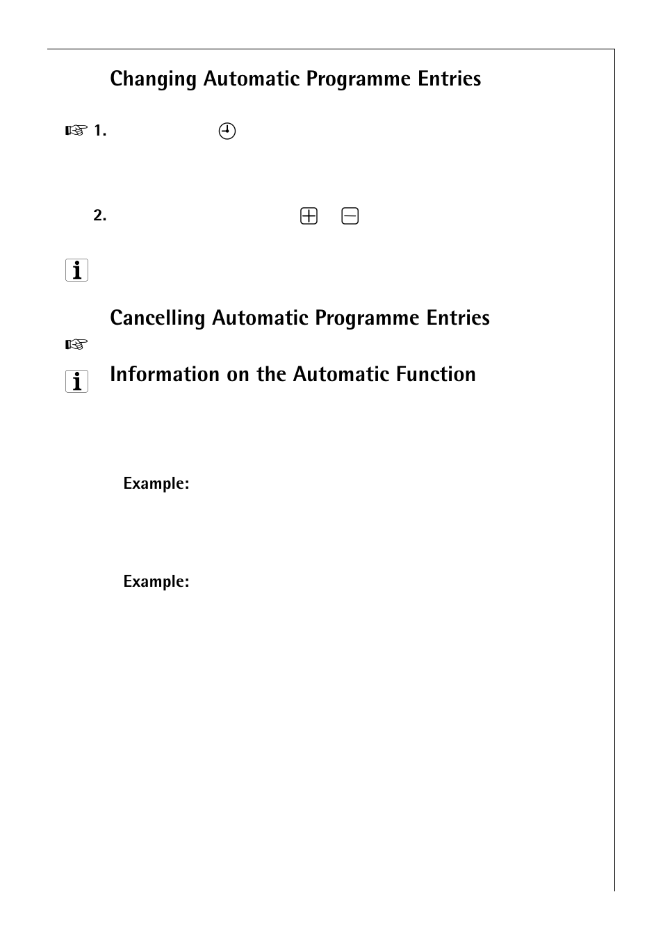 Changing automatic programme entries, Cancelling automatic programme entries, Information on the automatic function | Electrolux B 81405 User Manual | Page 25 / 72