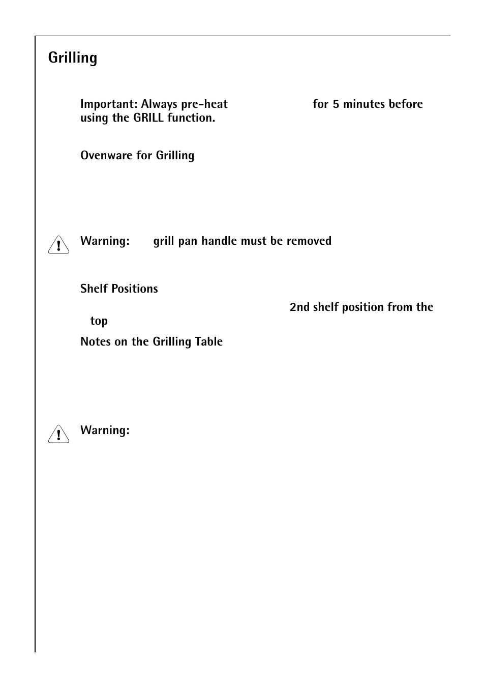 Grilling | Electrolux B 81405 User Manual | Page 40 / 72