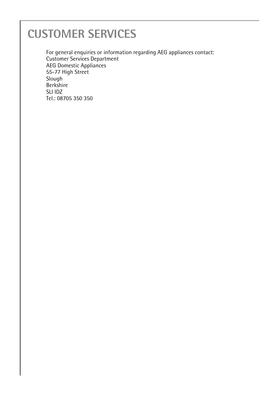 Customer services | Electrolux B 81405 User Manual | Page 60 / 72