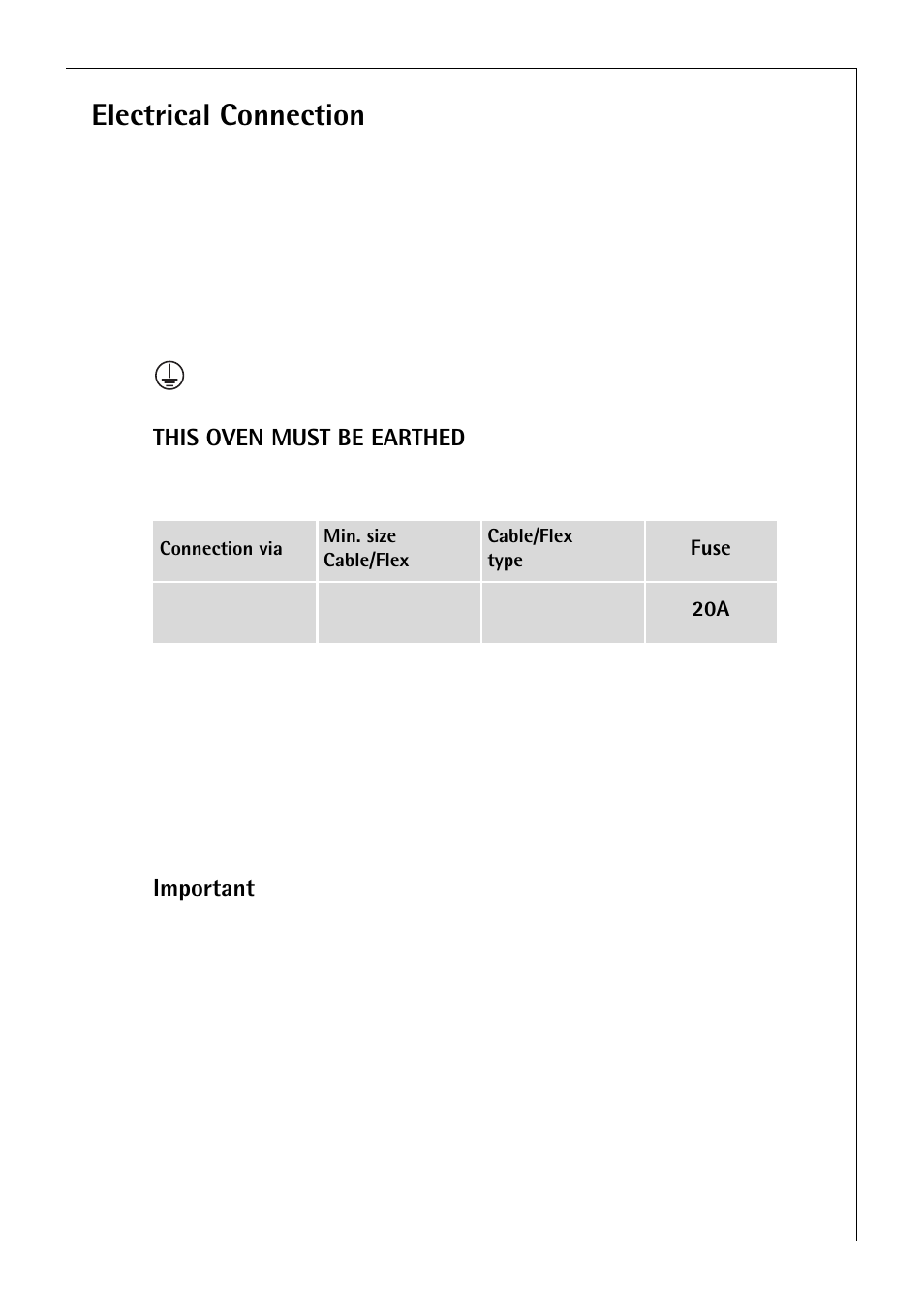 Electrical connection | Electrolux B 81405 User Manual | Page 71 / 72