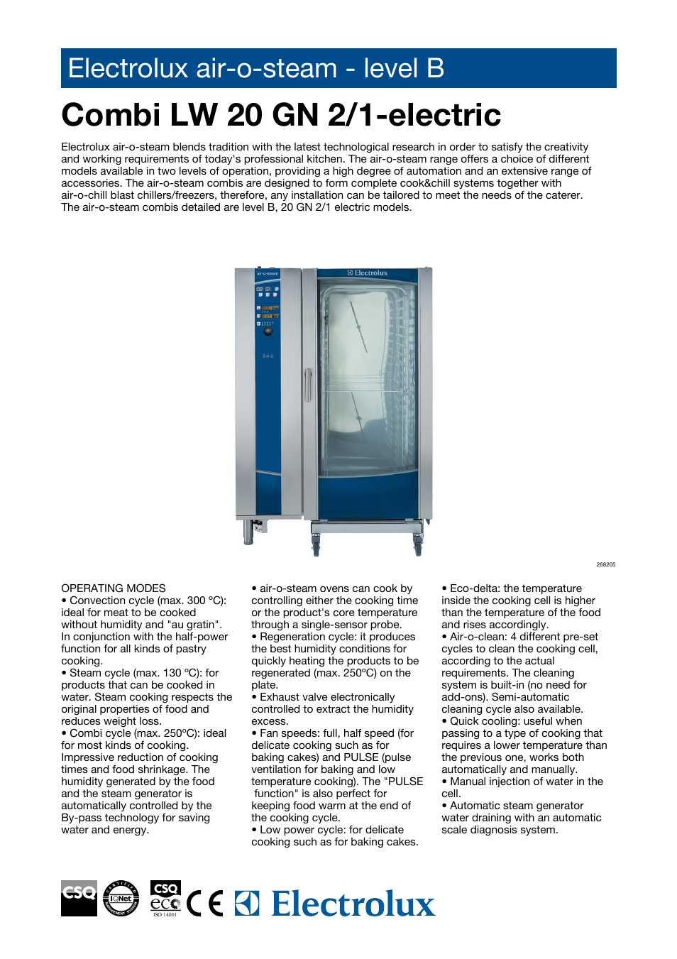 Electrolux Air-O-Steam AOS202EBA1 User Manual | 4 pages