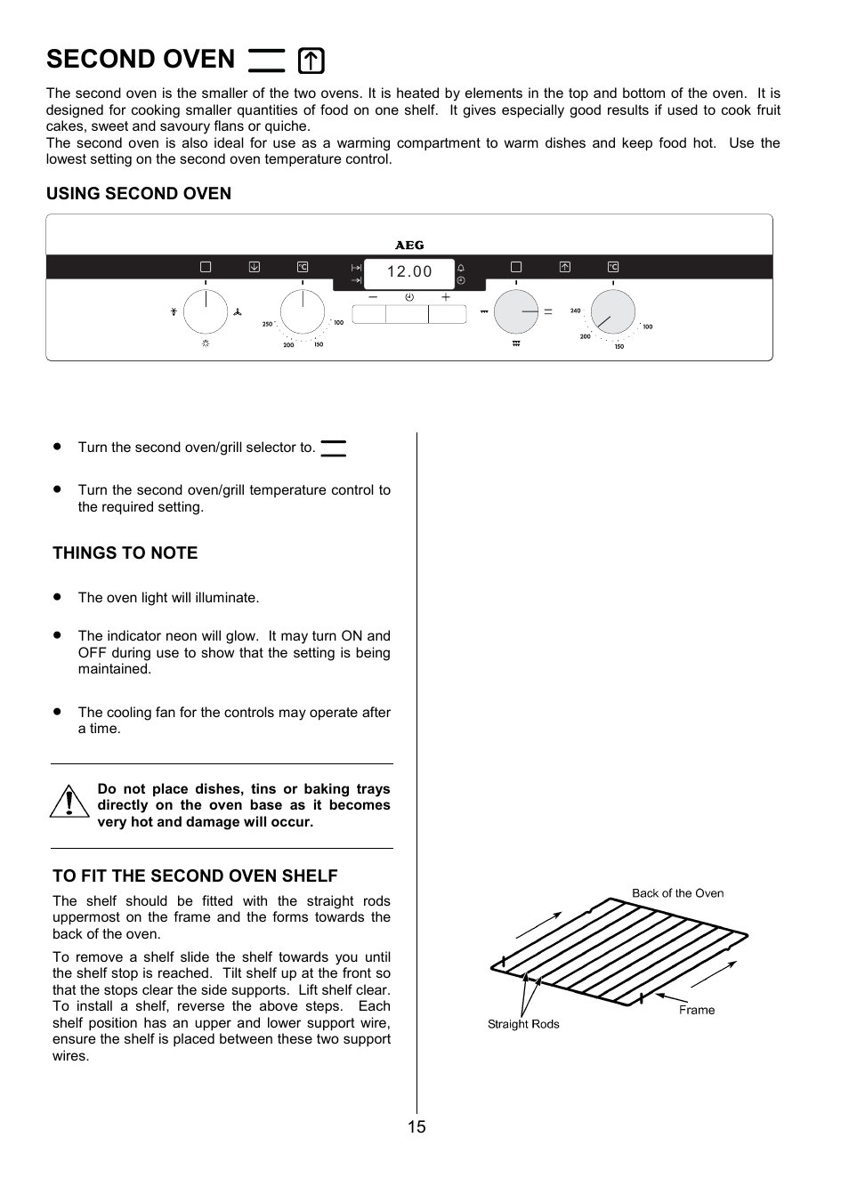 Second oven | Electrolux D2100-4 User Manual | Page 15 / 40