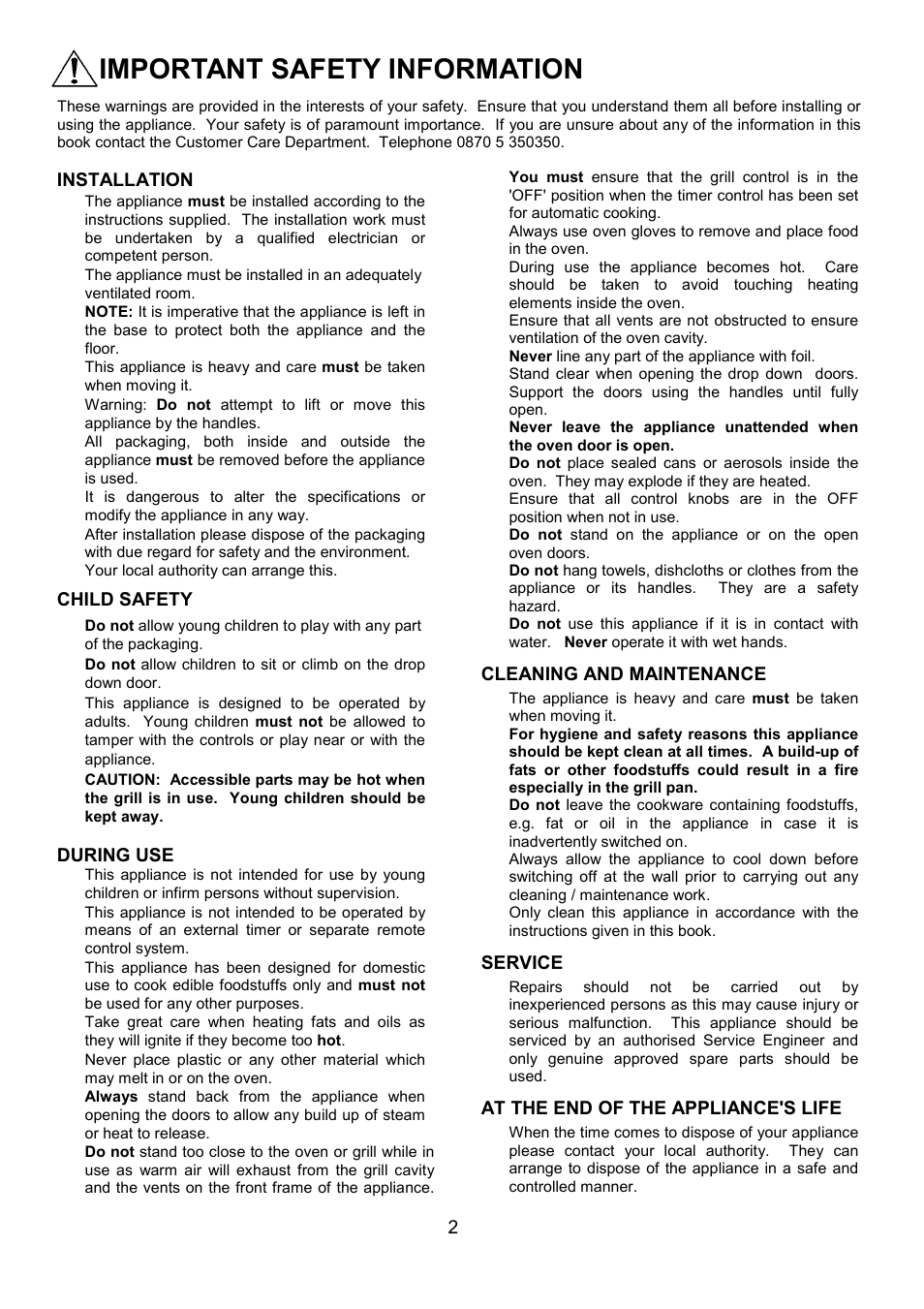 Important safety information | Electrolux D2100-4 User Manual | Page 2 / 40