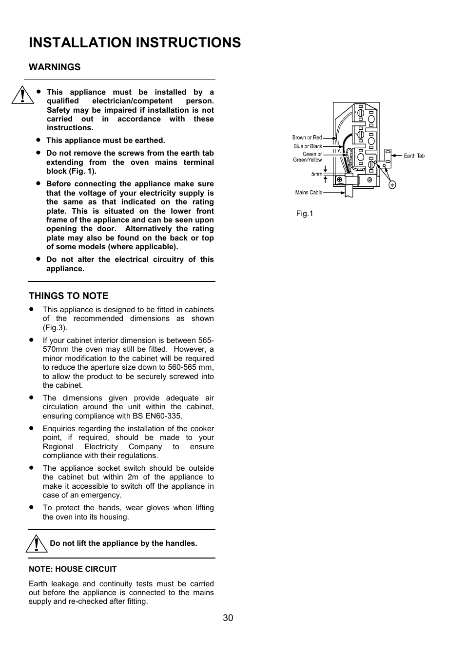 Installation instructions | Electrolux D2100-4 User Manual | Page 30 / 40