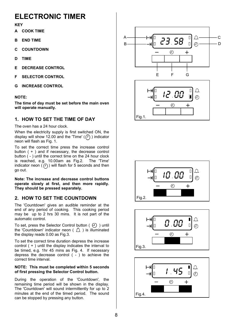 Electronic timer | Electrolux D2100-4 User Manual | Page 8 / 40