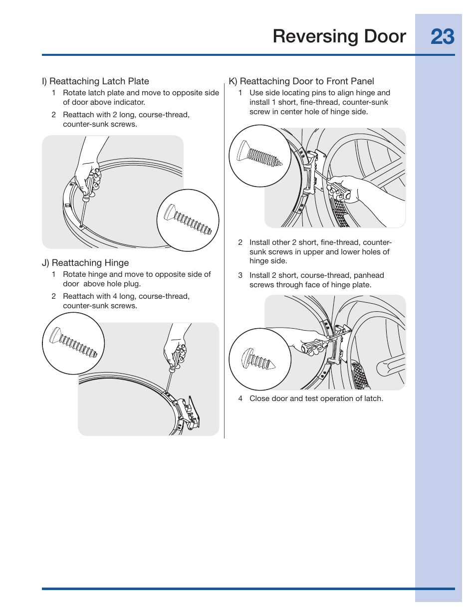 Reversing door | Electrolux 134709300 User Manual | Page 23 / 26