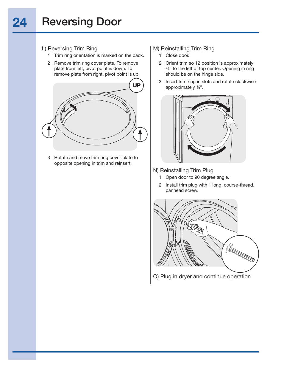 Reversing door | Electrolux 134709300 User Manual | Page 24 / 26