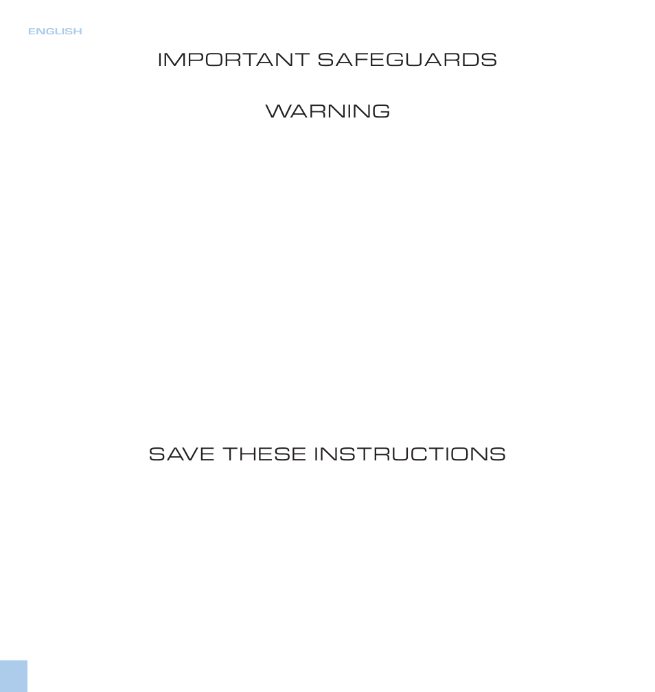 Important safeguards, Warning, Save these instructions | Electrolux CANISTER SERIES User Manual | Page 2 / 16