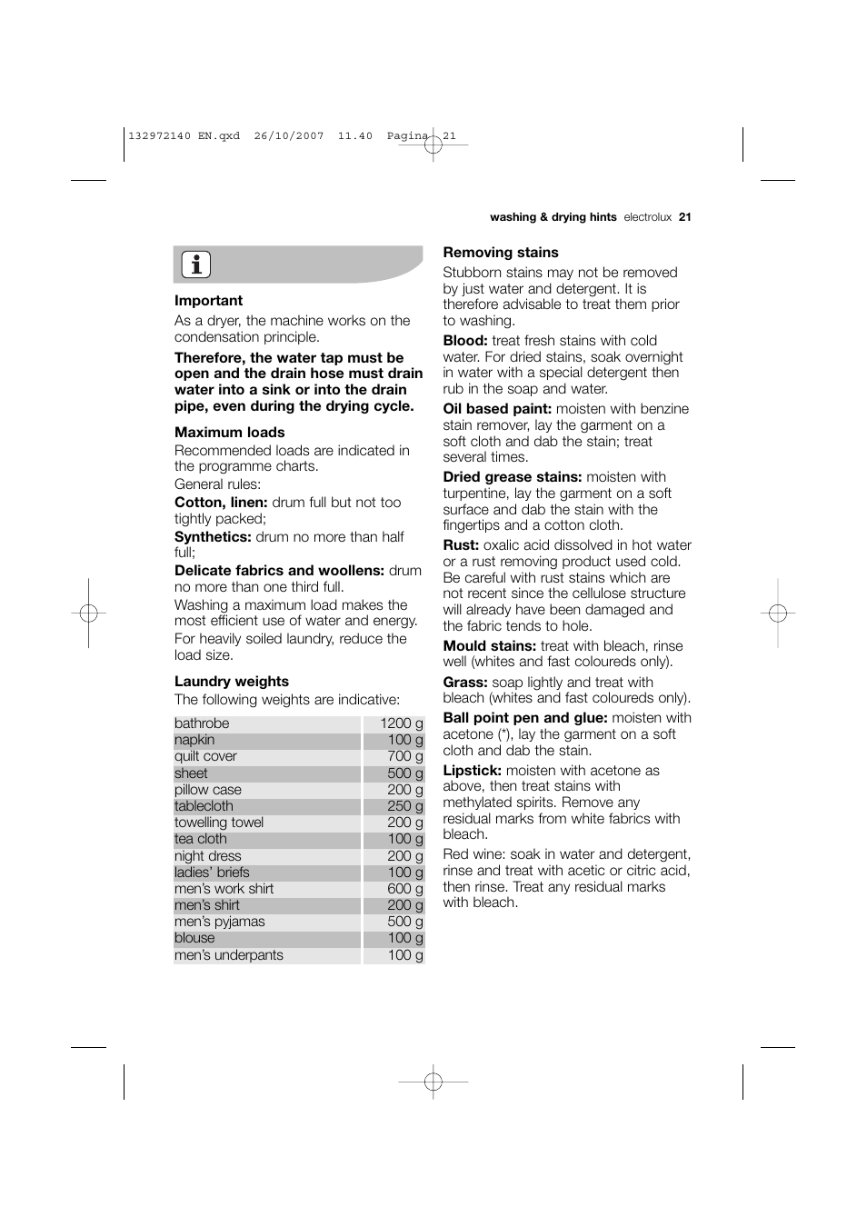 Electrolux EWX 14540 W User Manual | Page 21 / 52