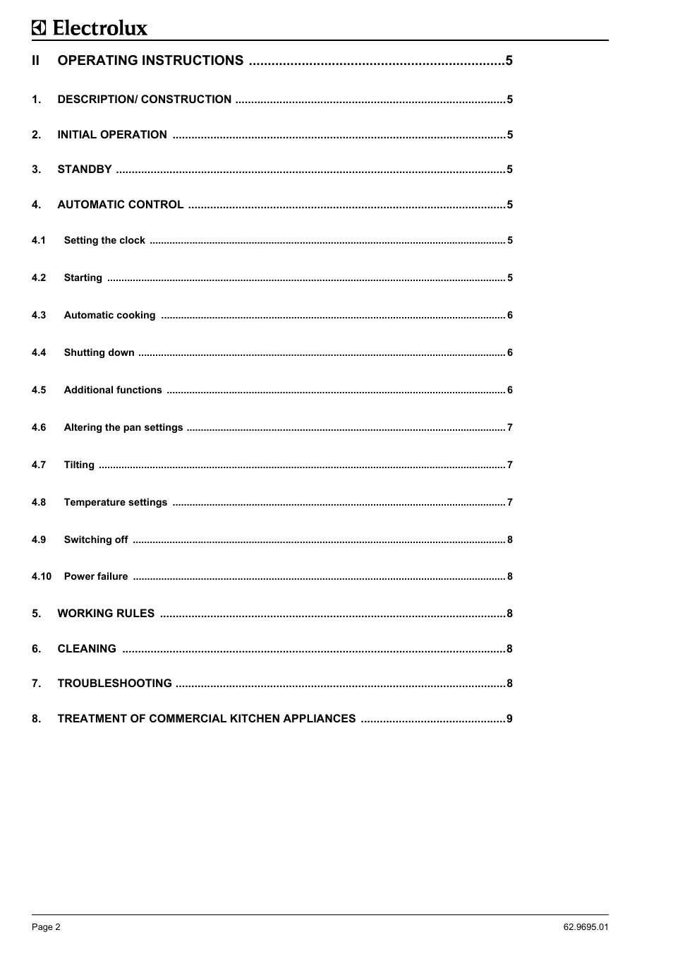 Ii operating instructions | Electrolux 583398 User Manual | Page 4 / 11