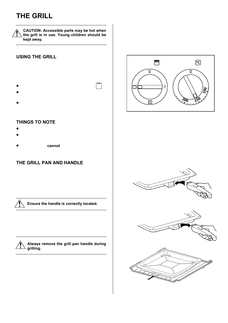 The grill, Using the grill, The grill pan and handle | Electrolux EKM6047 User Manual | Page 12 / 36