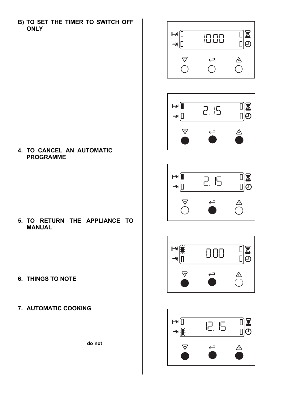 9b) to set the timer to switch off only, Automatic cooking | Electrolux EKM6047 User Manual | Page 9 / 36