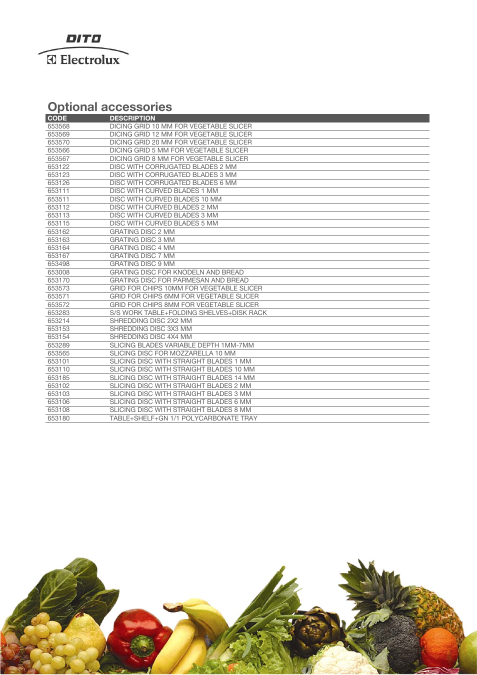 Optional accessories | Electrolux Dito TRSVV1 User Manual | Page 3 / 4