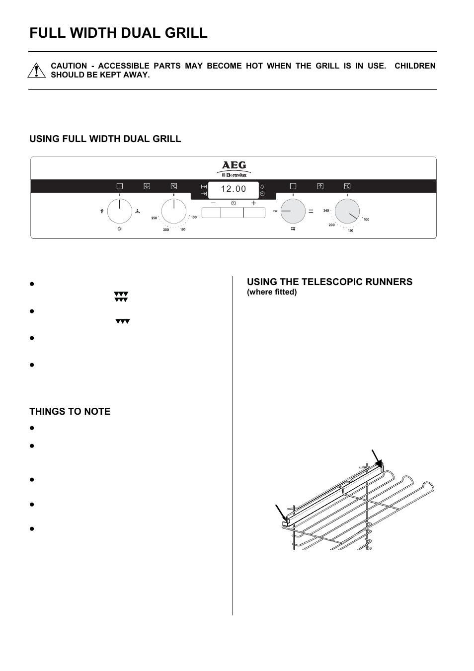 Full width dual grill | Electrolux D2100-5 User Manual | Page 11 / 36