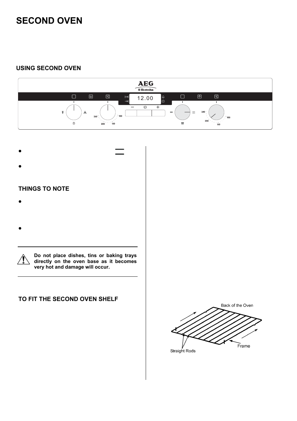 Second oven | Electrolux D2100-5 User Manual | Page 14 / 36