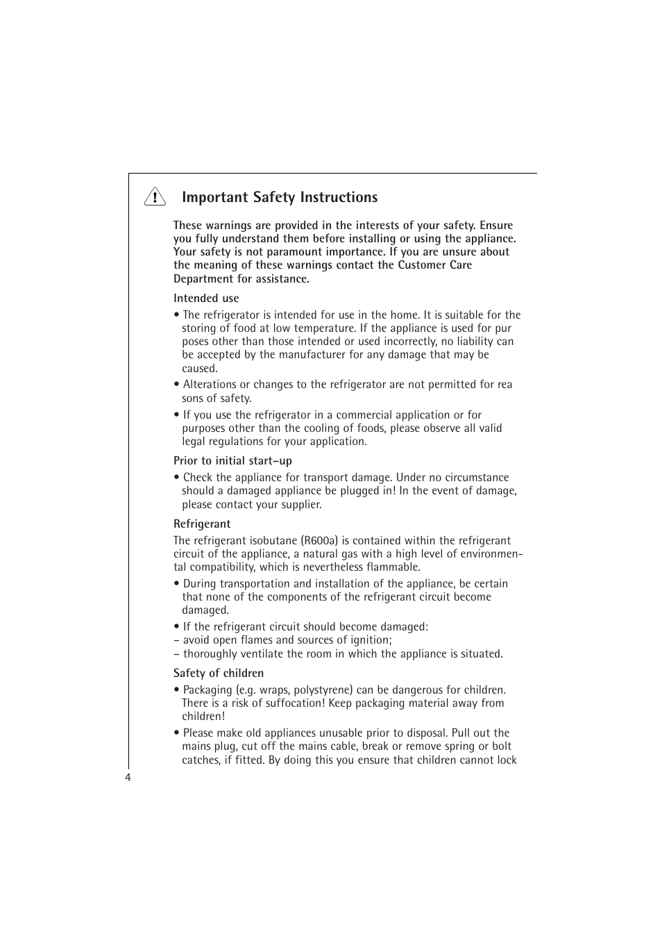 Important safety instructions | Electrolux 1673-4 TK User Manual | Page 4 / 21