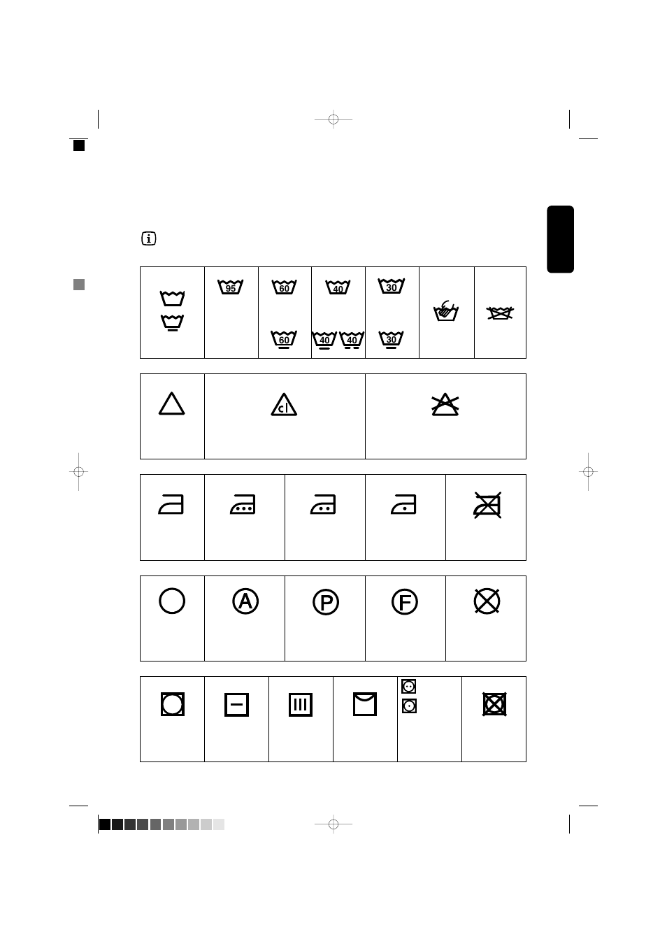 International wash code symbols | Electrolux EW 560 F User Manual | Page 13 / 20