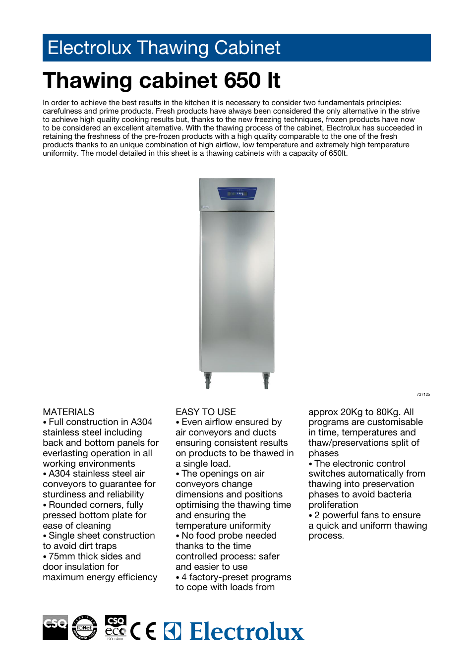 Electrolux 727173 User Manual | 2 pages