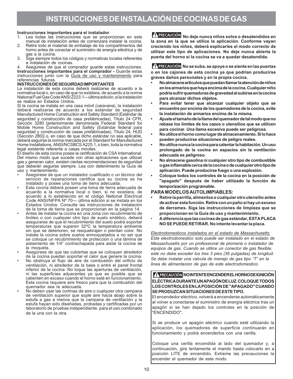 Instrucciones de instalación de cocinas de gas | Electrolux 316469104 User Manual | Page 12 / 20