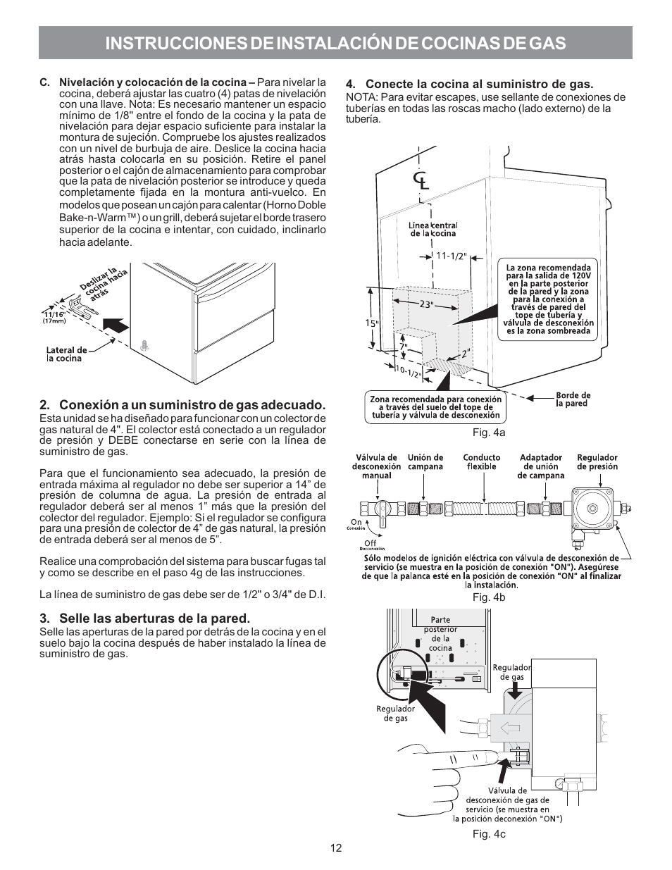 Instrucciones de instalación de cocinas de gas | Electrolux 316469104 User Manual | Page 14 / 20