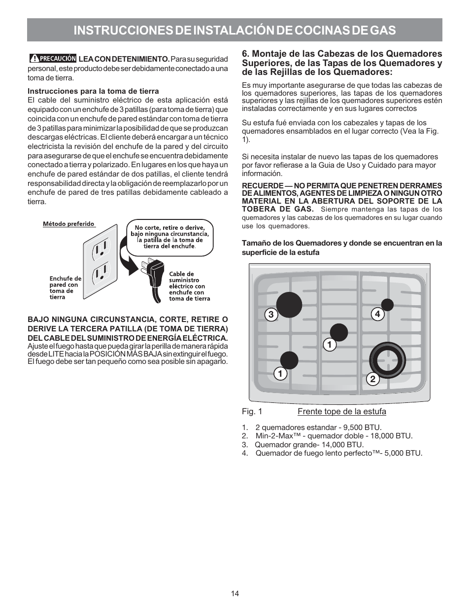 Instrucciones de instalación de cocinas de gas | Electrolux 316469104 User Manual | Page 16 / 20