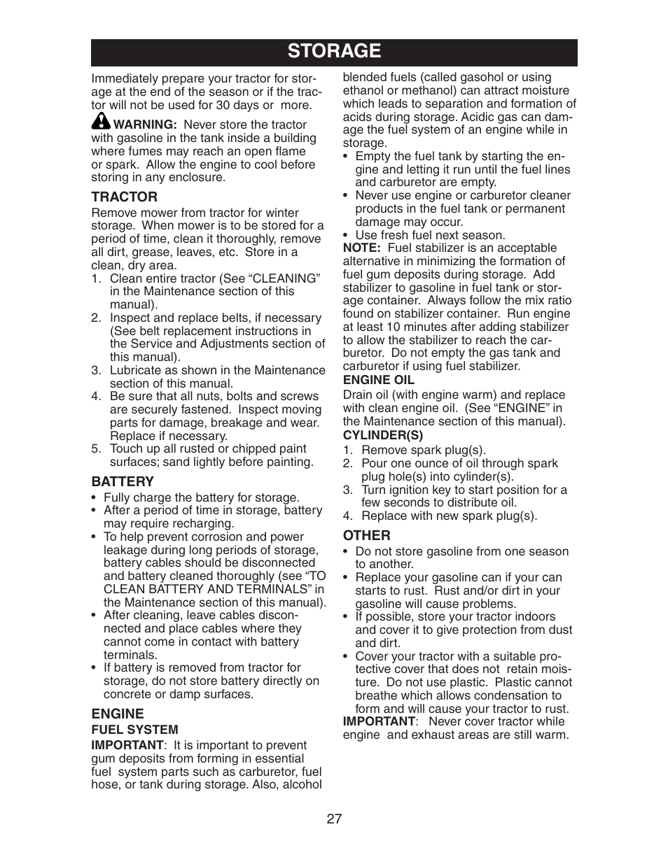 Storage | Electrolux AG15538B User Manual | Page 27 / 32