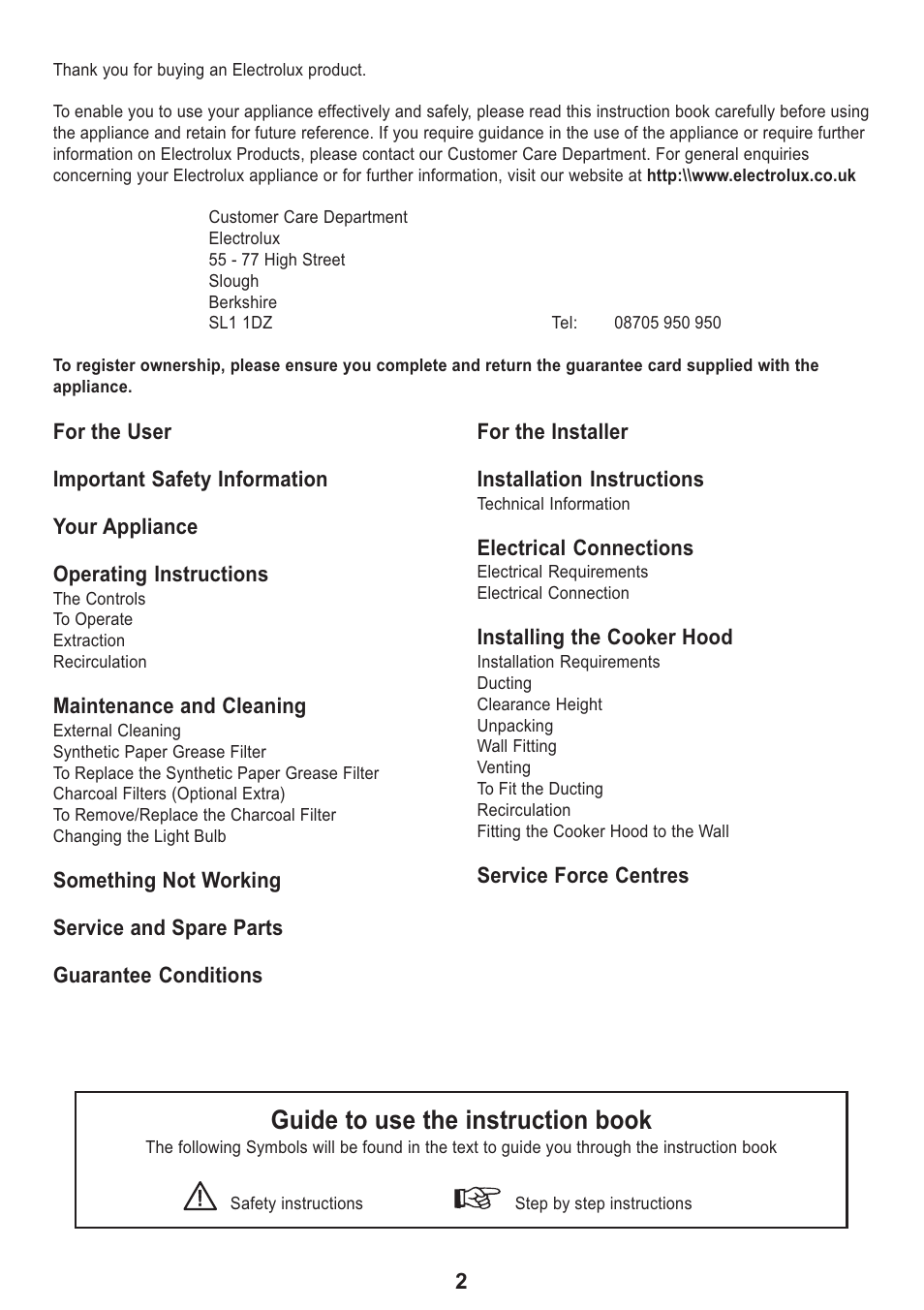 Guide to use the instruction book | Electrolux EFT 615 User Manual | Page 2 / 16