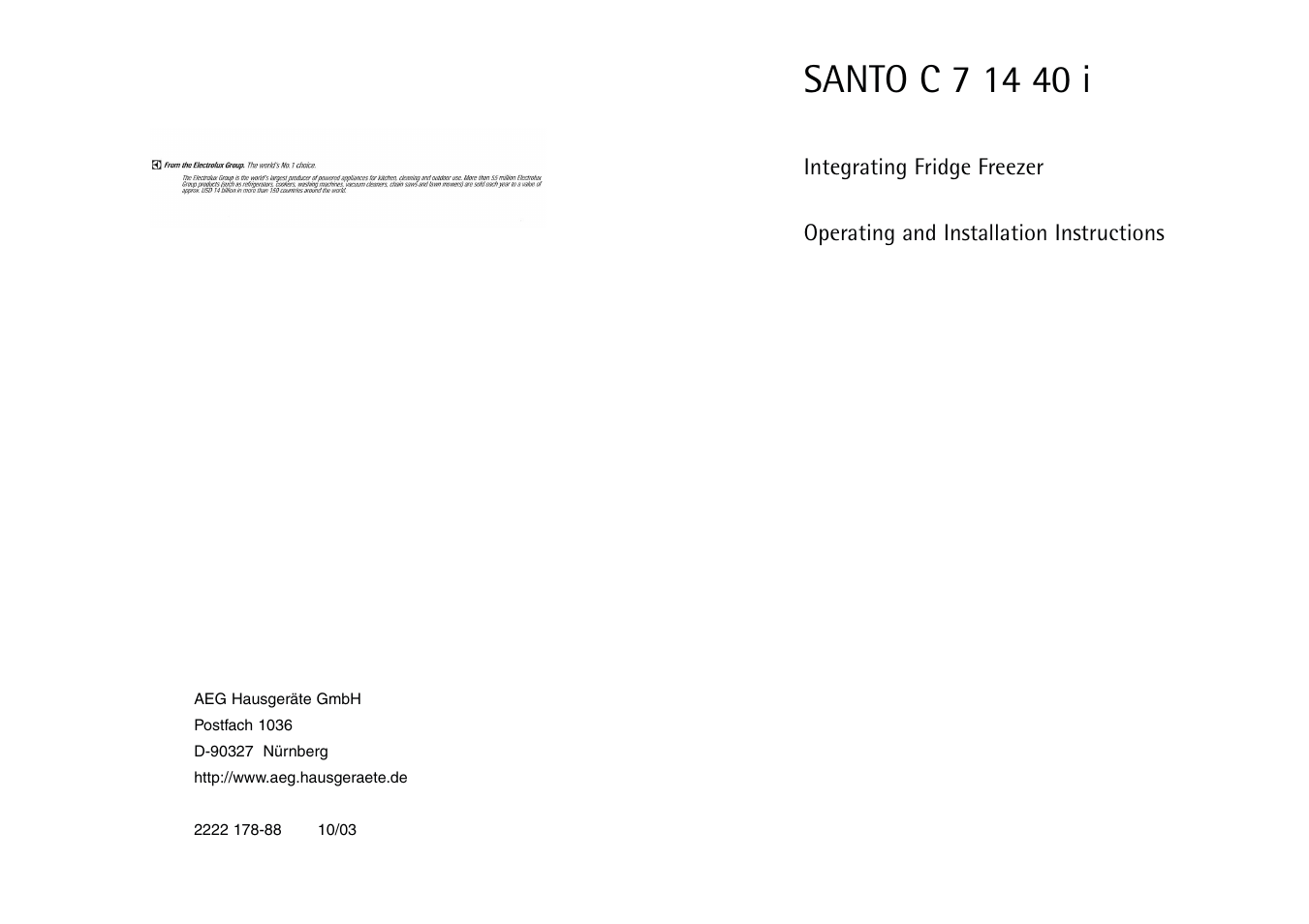 Electrolux C 7 1440 i User Manual | Page 28 / 28