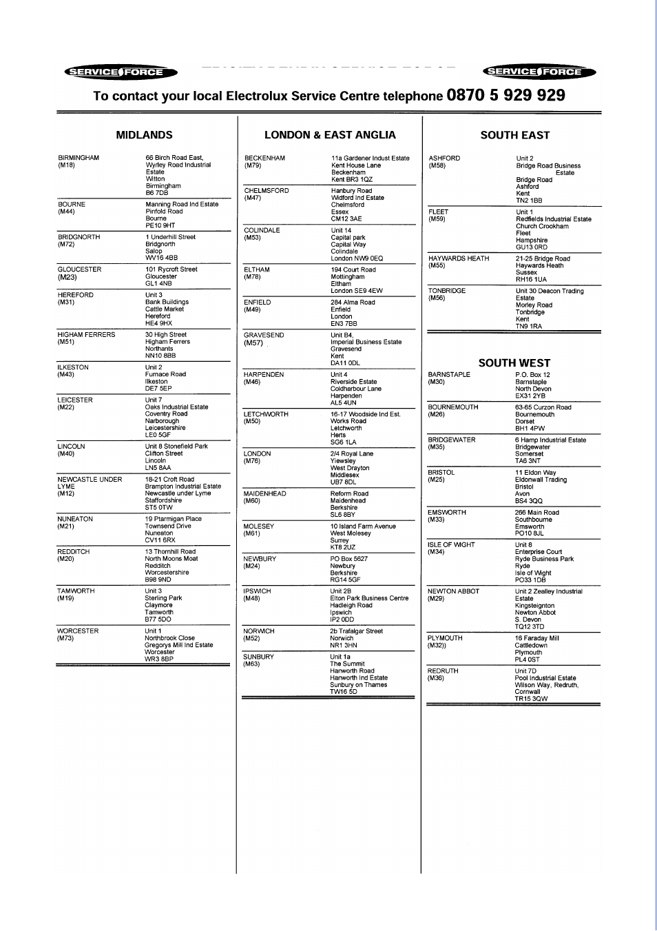 Electrolux WM 100 B User Manual | Page 29 / 30