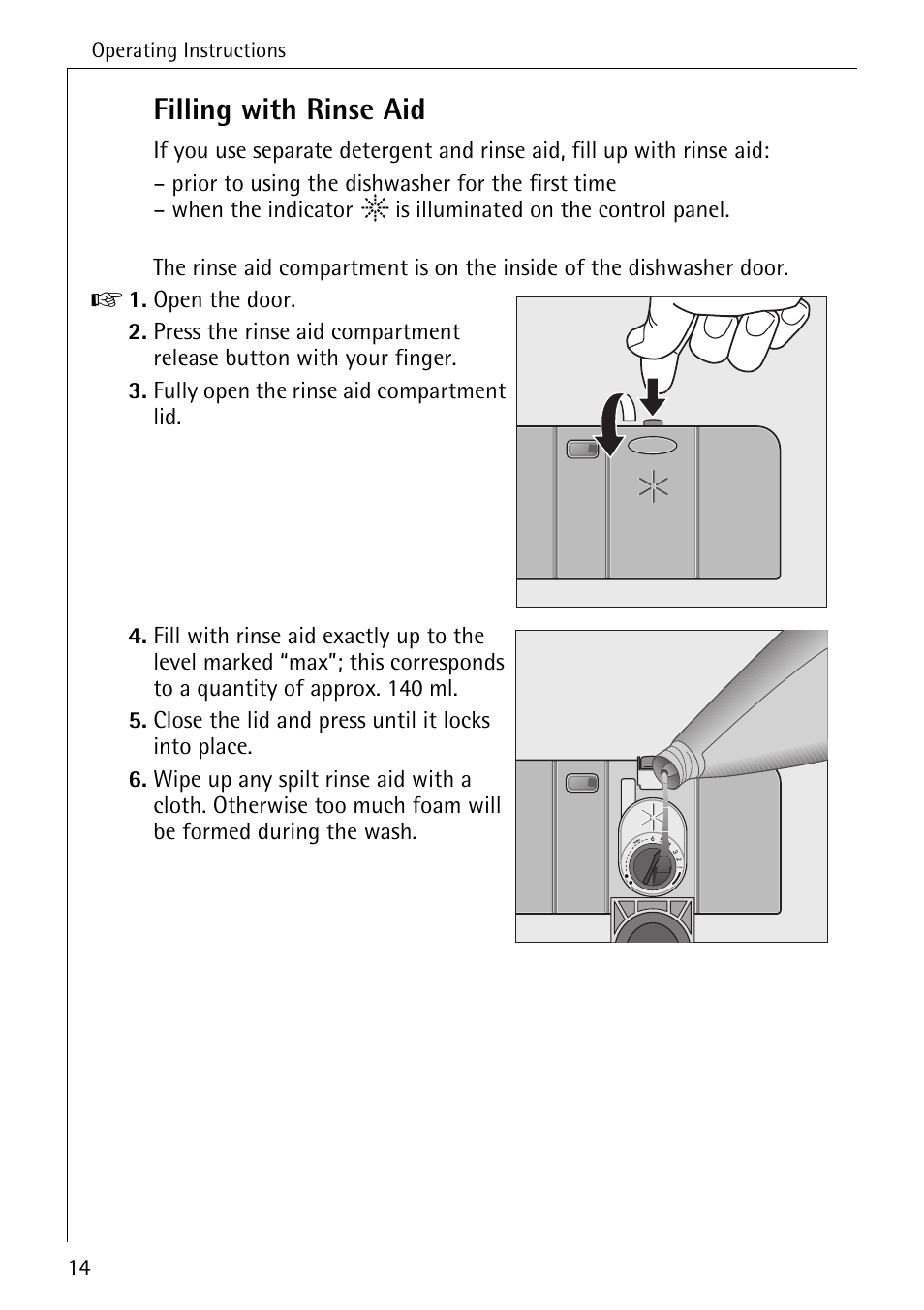 Filling with rinse aid | Electrolux 3A User Manual | Page 14 / 44