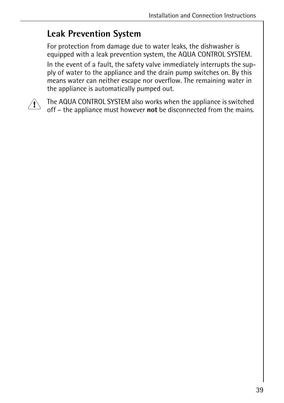 Leak prevention system | Electrolux 3A User Manual | Page 39 / 44