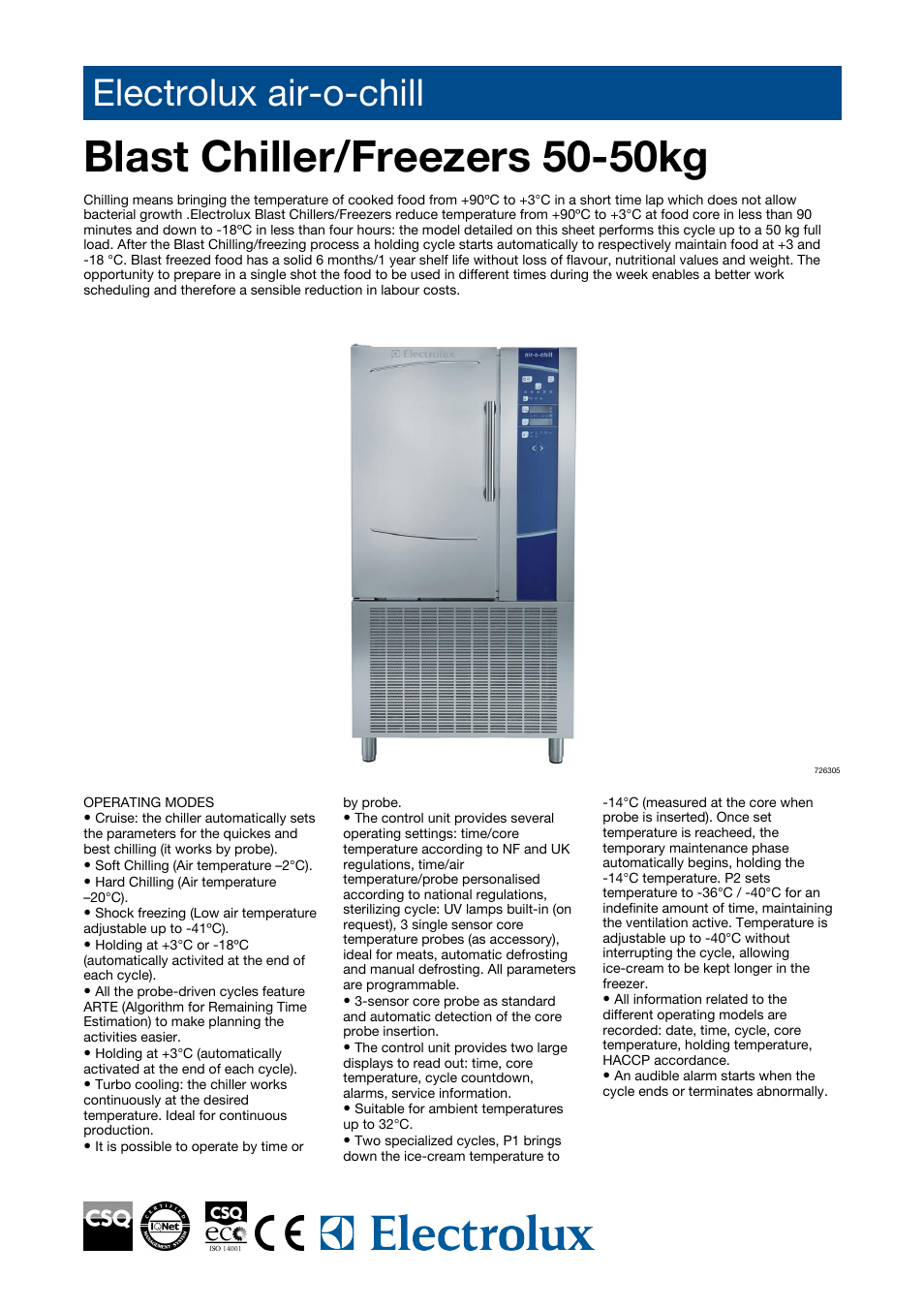 Electrolux Air-O-Chill 726750 User Manual | 4 pages
