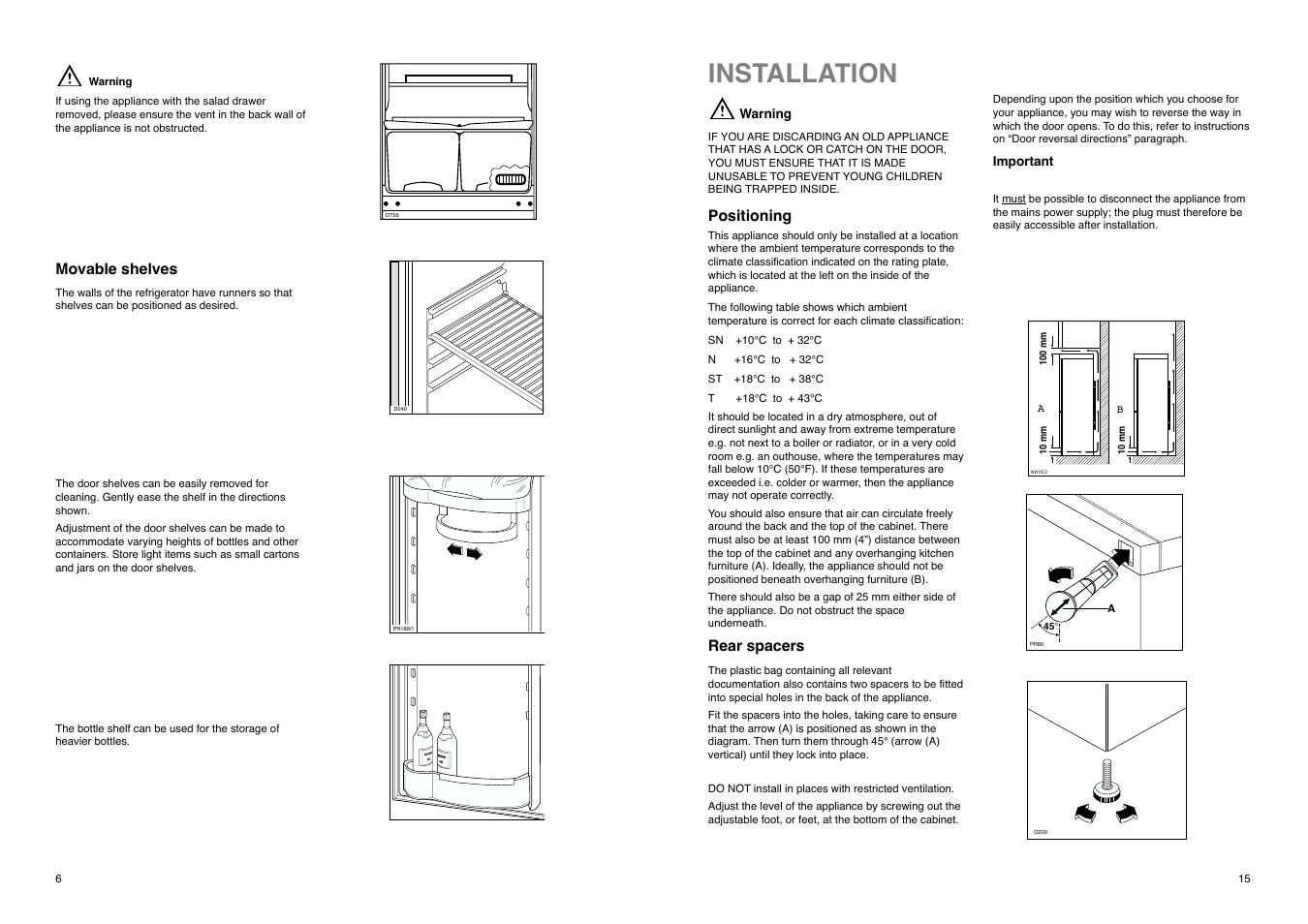 Installation | Electrolux U02363 ER 7626 B User Manual | Page 15 / 20