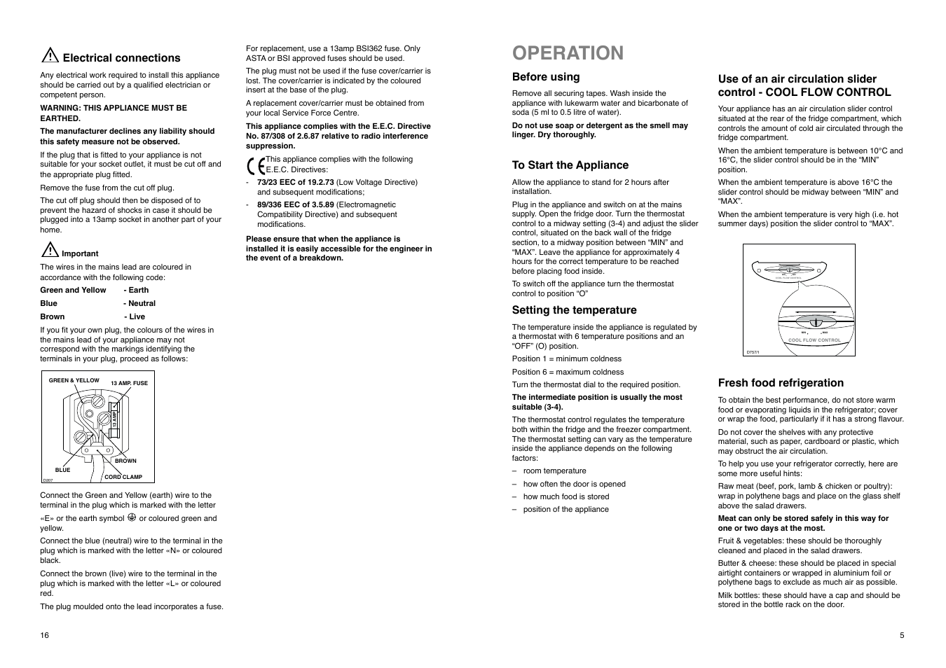 Operation, Min max | Electrolux U02363 ER 7626 B User Manual | Page 16 / 20