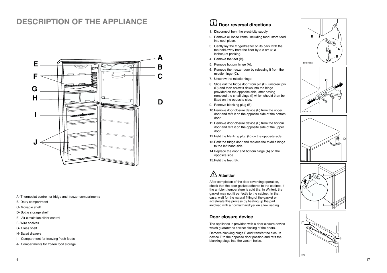 Description of the appliance | Electrolux U02363 ER 7626 B User Manual | Page 17 / 20