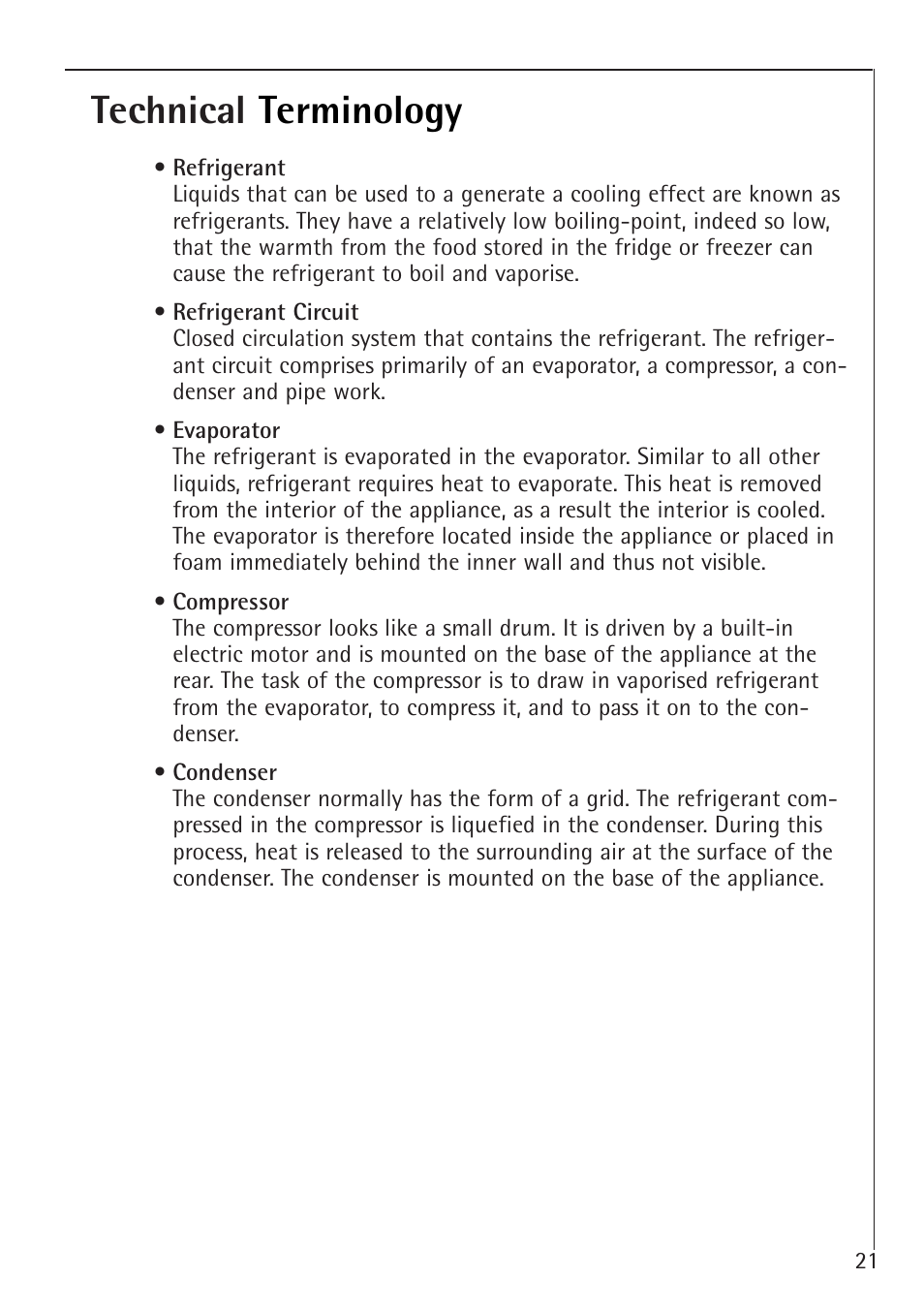 Technical terminology | Electrolux 60160 TK User Manual | Page 21 / 24