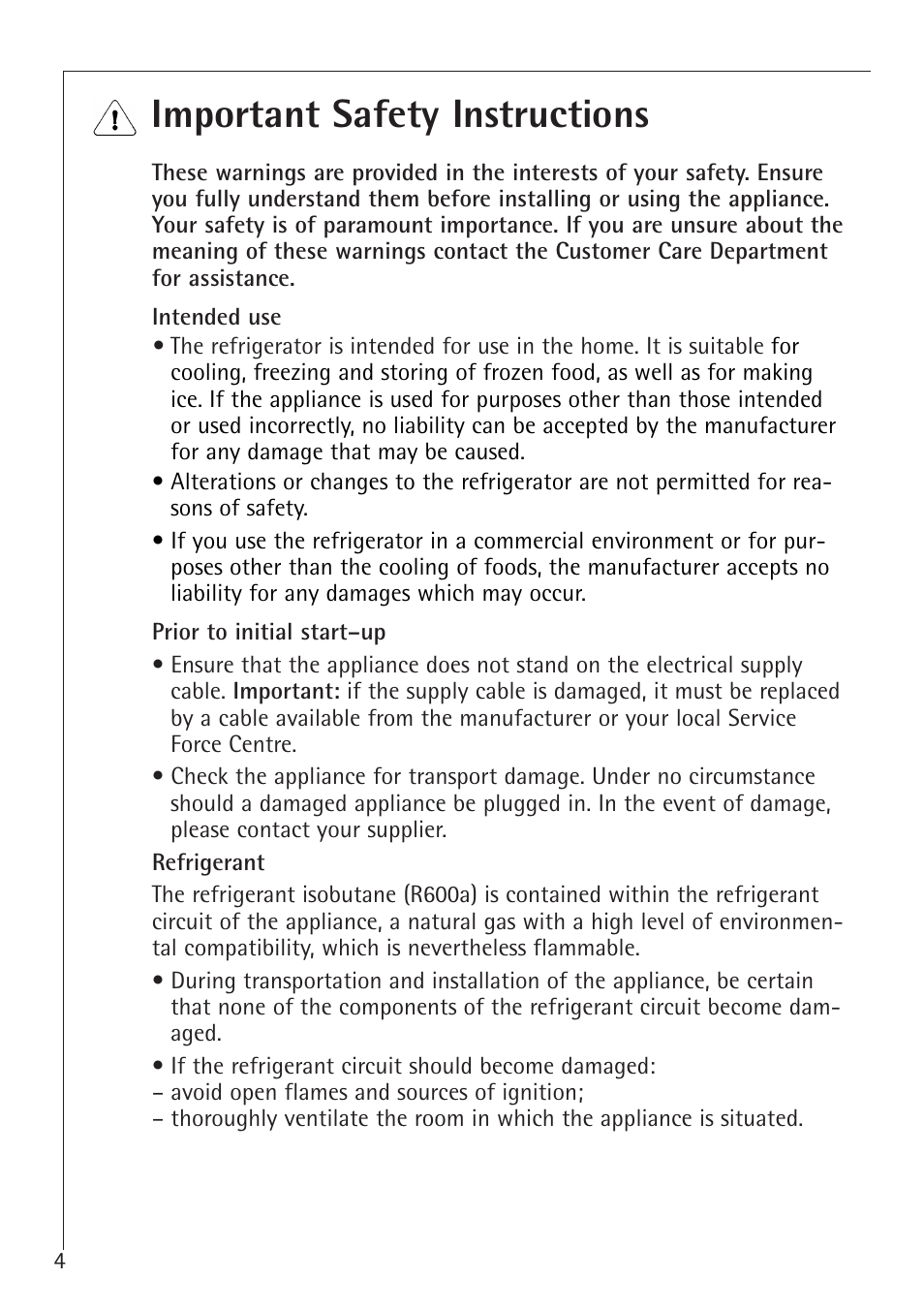Important safety instructions | Electrolux 60160 TK User Manual | Page 4 / 24