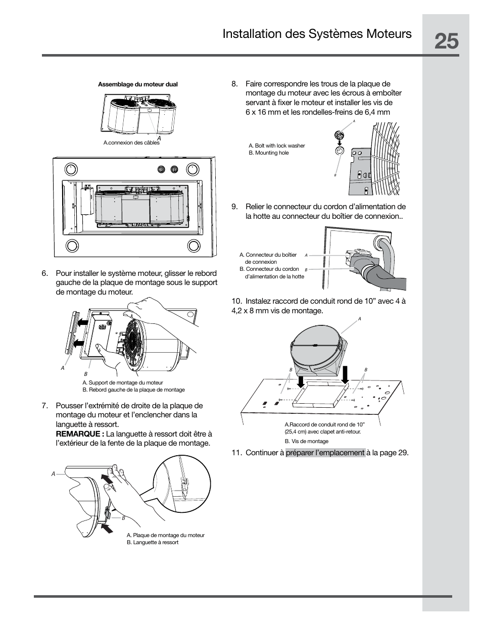 Installation des systèmes moteurs | Electrolux Hood Insert EI48HI55KS User Manual | Page 25 / 52