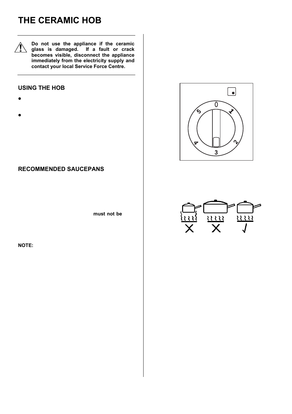 The ceramic hob | Electrolux EKC5545 User Manual | Page 10 / 36