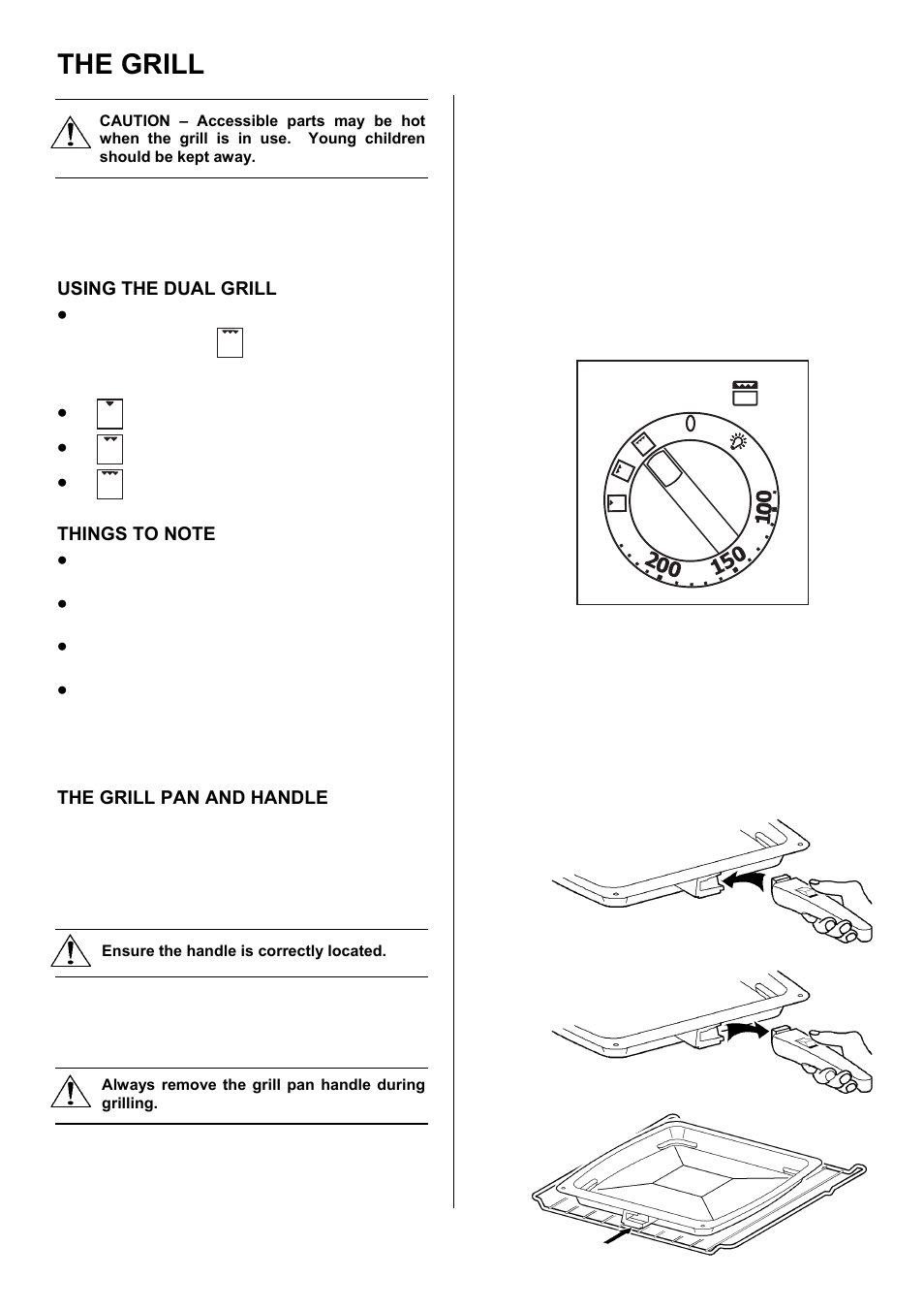 The grill, Using the dual grill, The grill pan and handle | Electrolux EKC5545 User Manual | Page 12 / 36