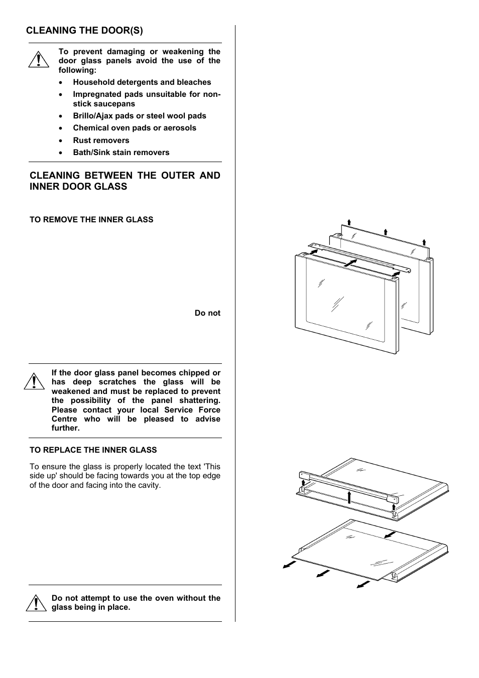 25 cleaning the door(s), Cleaning between the outer and inner door glass | Electrolux EKC5545 User Manual | Page 25 / 36