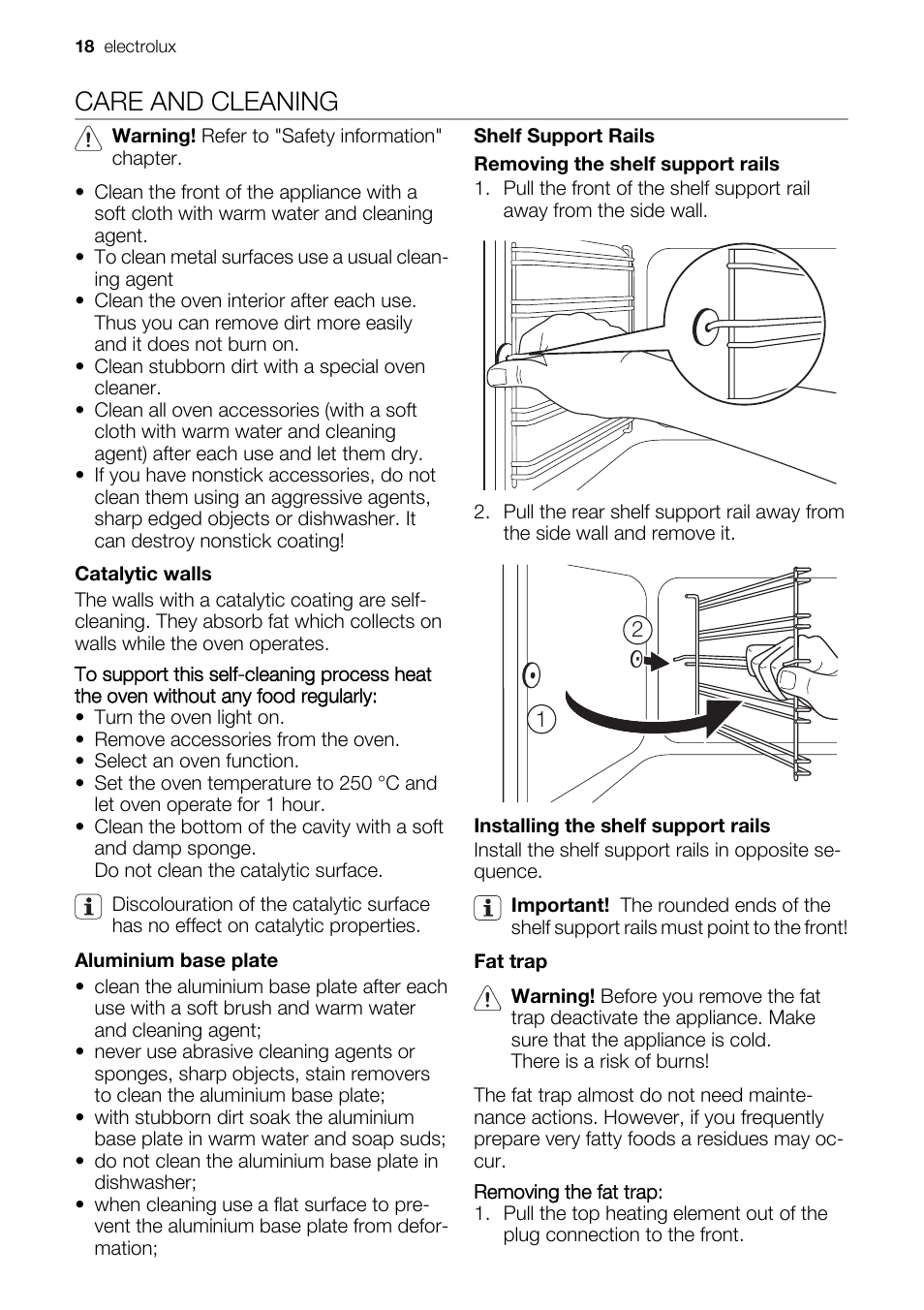 Care and cleaning | Electrolux EH GL5X-4 User Manual | Page 18 / 28