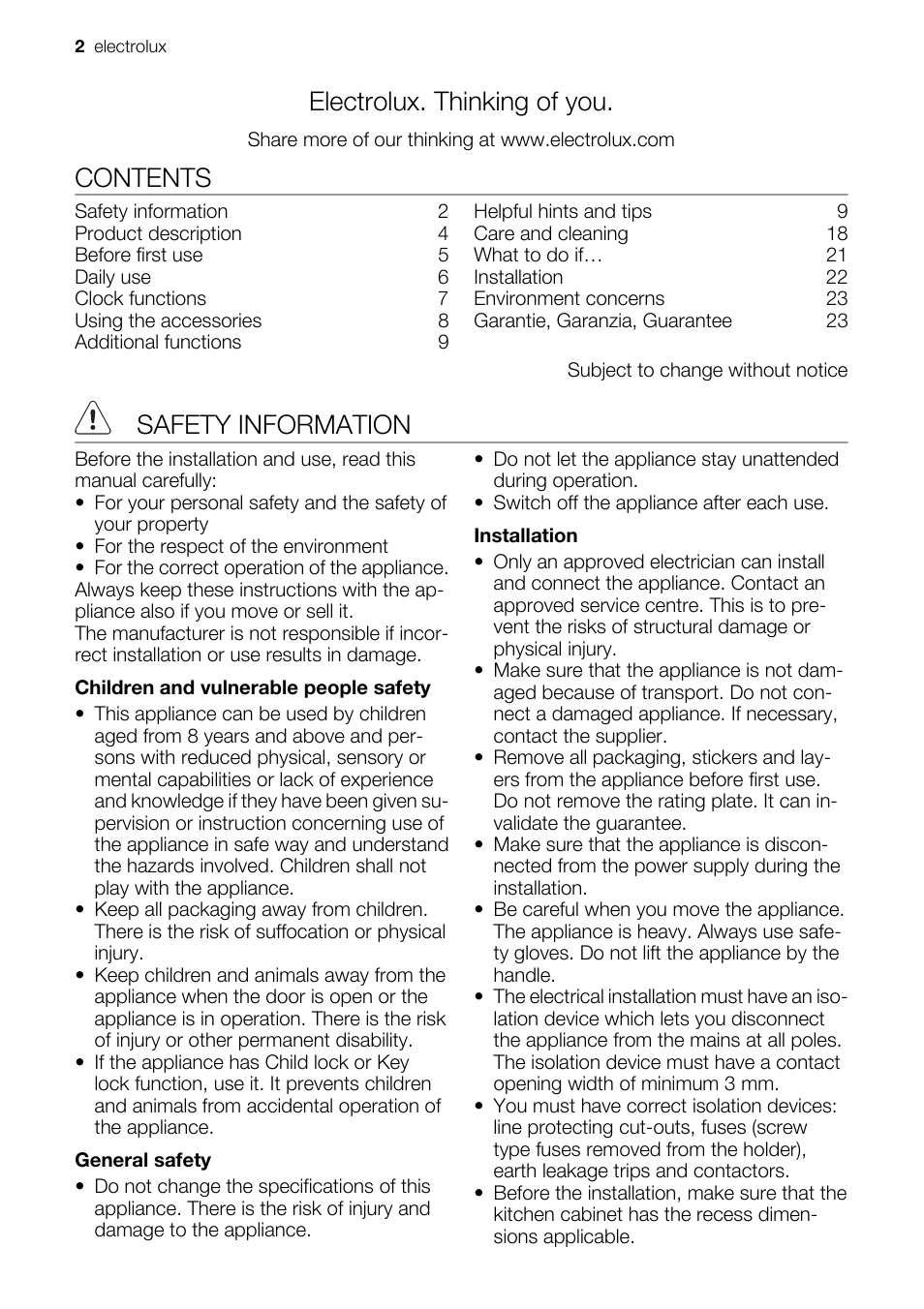 Electrolux EH GL5X-4 User Manual | Page 2 / 28