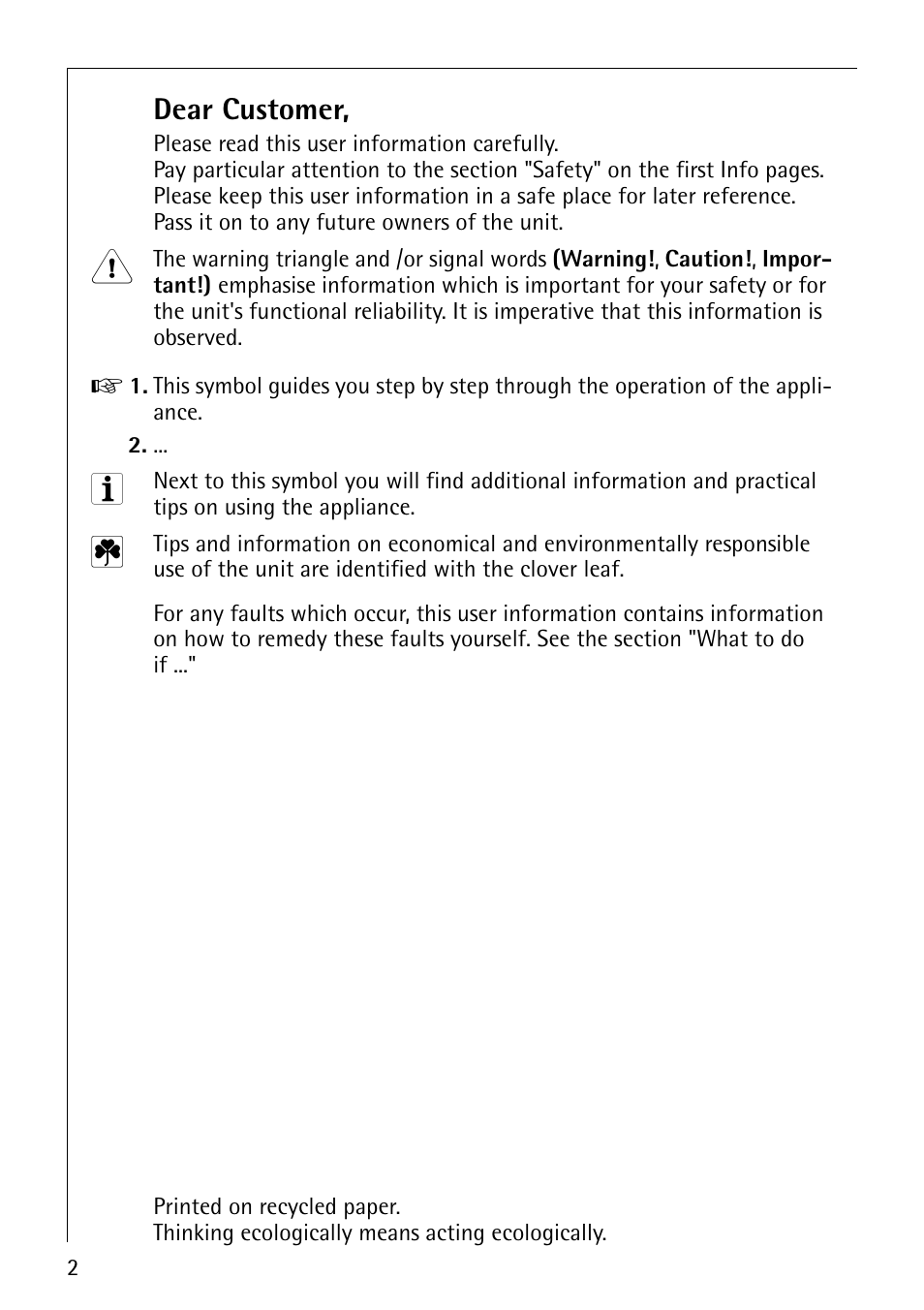 Dear customer | Electrolux LAVAMAT 51165 User Manual | Page 2 / 52
