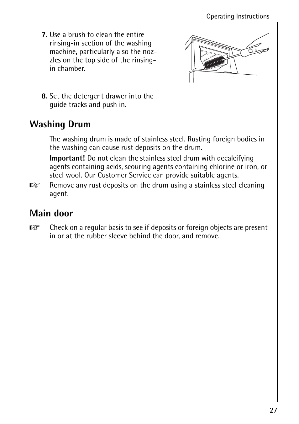 Washing drum, Main door | Electrolux LAVAMAT 51165 User Manual | Page 27 / 52